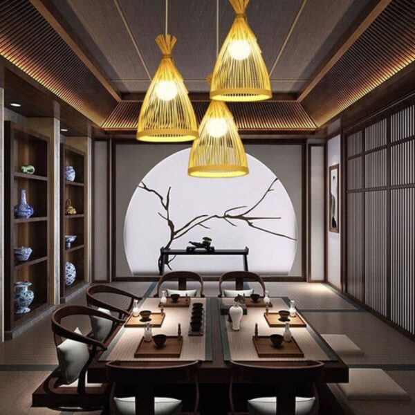 Suspension design bambou tressé inspiration nid