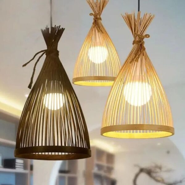 Suspension design bambou tressé inspiration nid