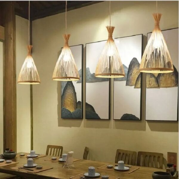 Suspension design bambou tressé inspiration nid