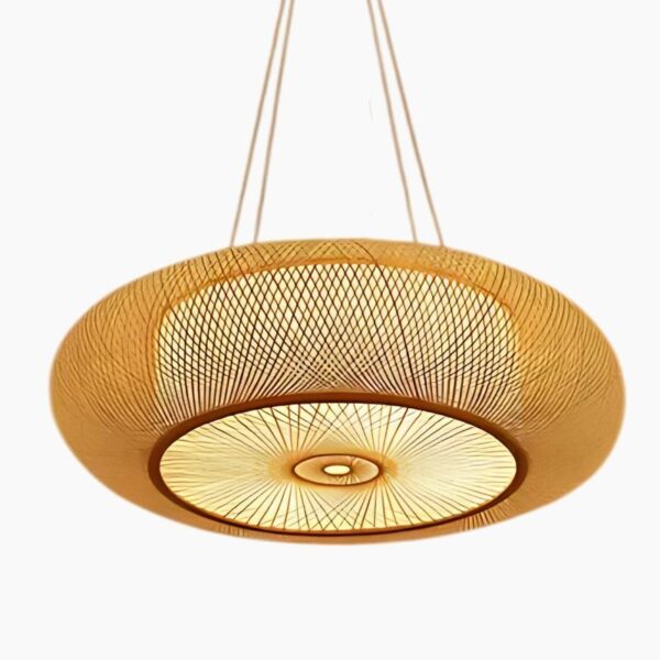 Handgemaakte, oosters geïnspireerde hanglamp van bamboe