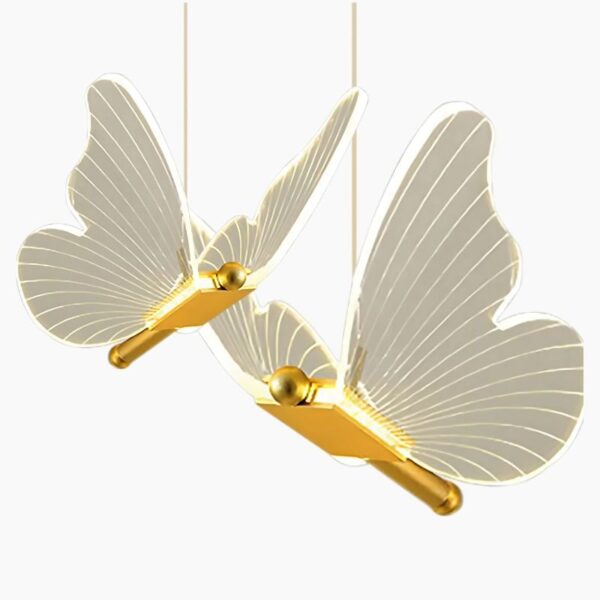 Suspension luminaire aux ailes sculptées