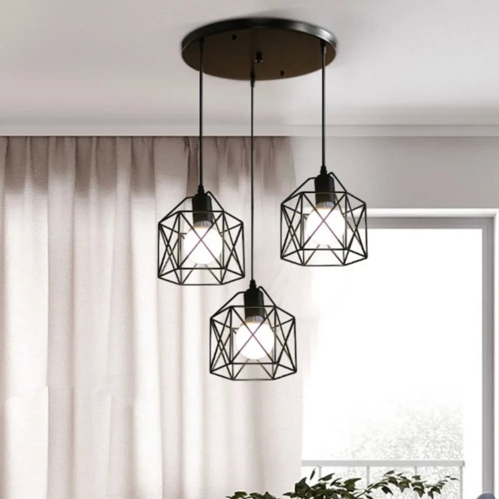 Suspension luminaire style rétro en noir