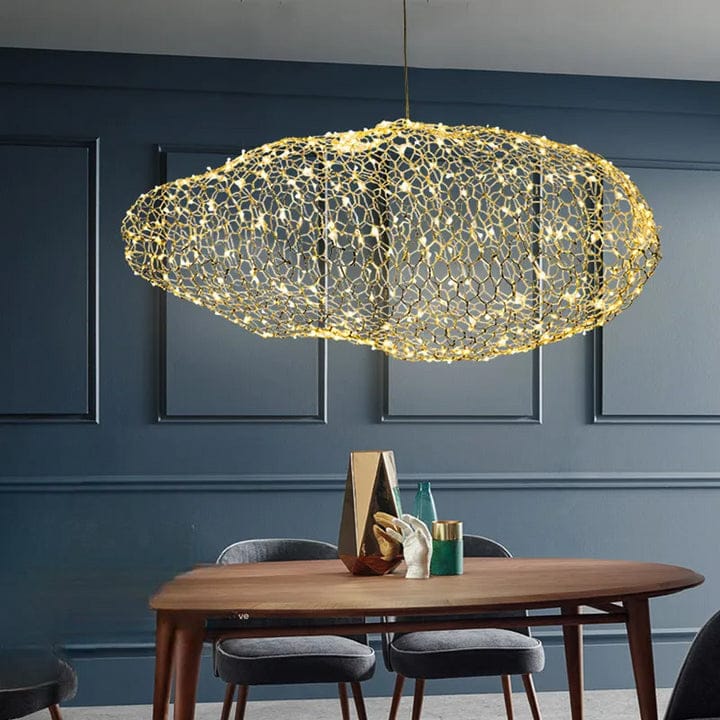 Suspension nuage contemporaine - Or, 60 cm