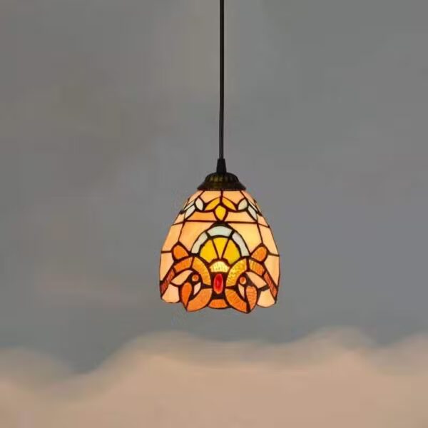 Handgemaakte amberkleurige Tiffany-stijl hanglamp