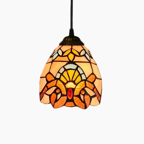 Suspension artisanale ambrée style Tiffany