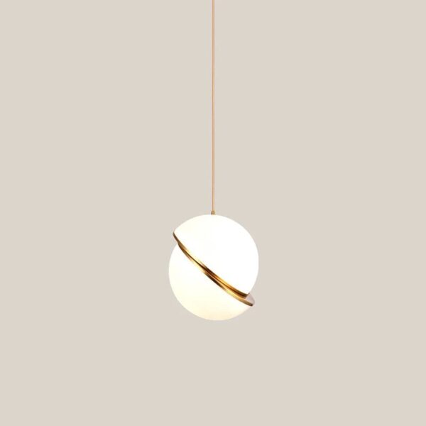 Suspension luminaire sphérique en blanc et or