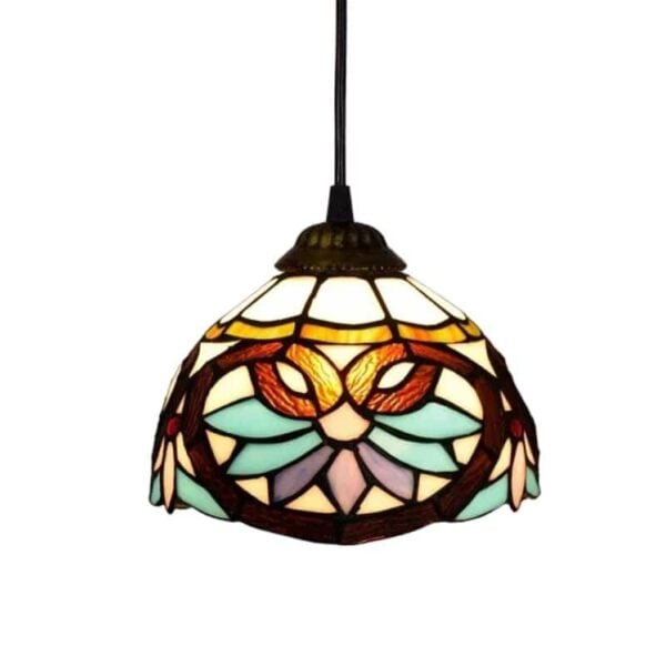 Suspension luminaire Tiffany aux motifs floraux