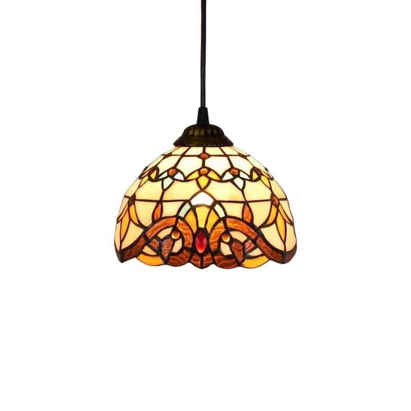 Suspension lumineuse inspiration Tiffany aux motifs raffinés