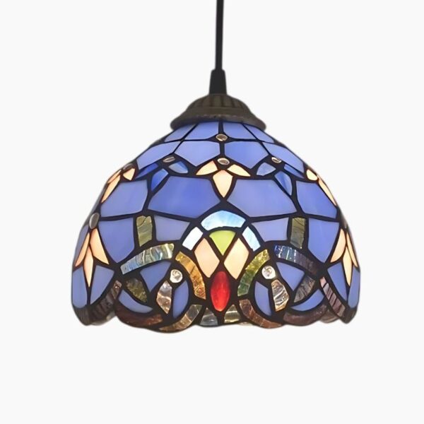 Suspension lumineuse inspiration Tiffany aux motifs raffinés - Violet