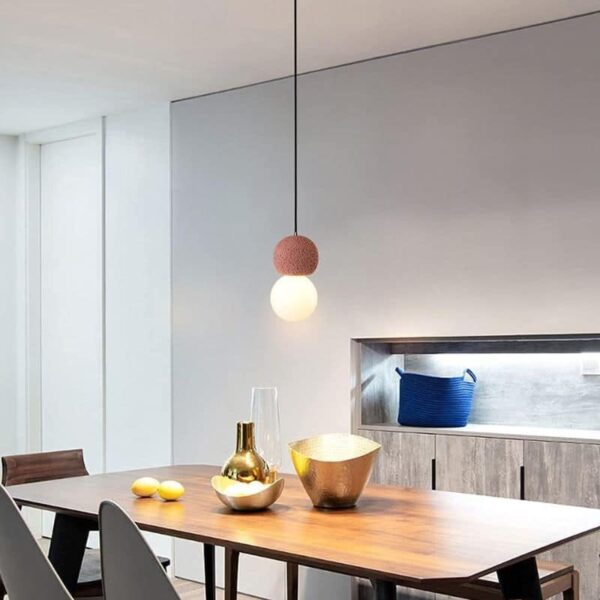 Suspension luminaire LED en verre minéral style nordique