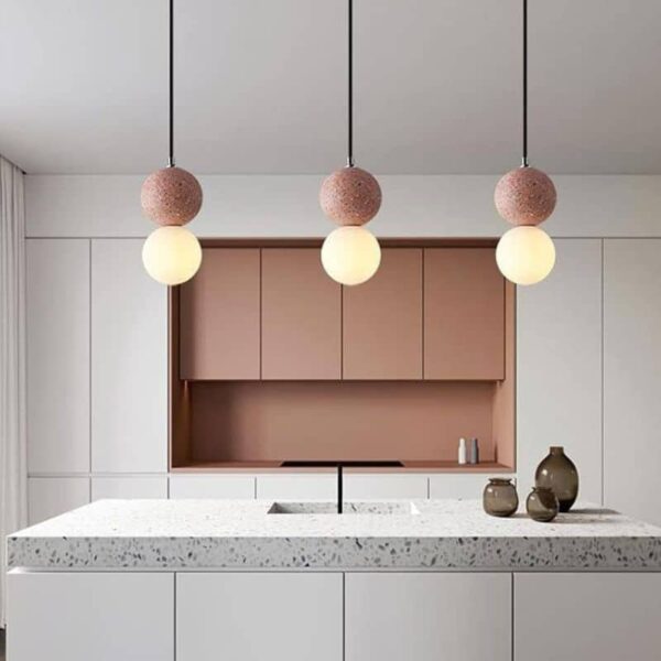 Suspension luminaire LED en verre minéral style nordique
