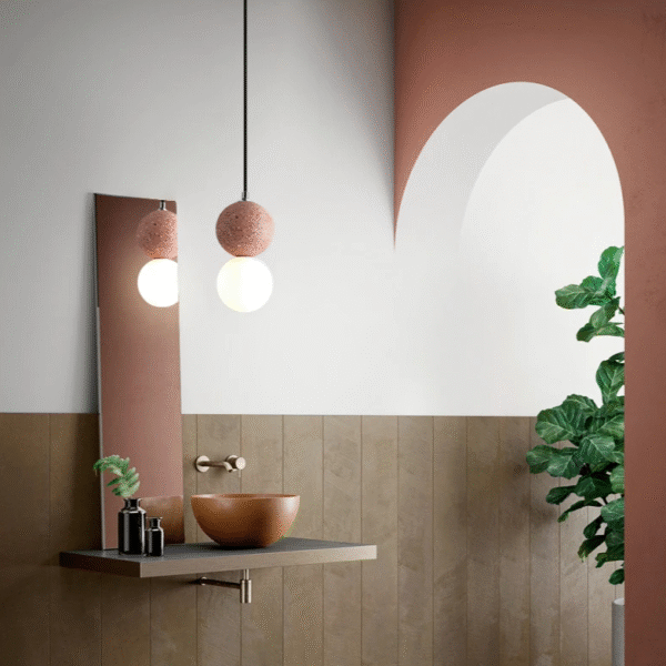 Suspension luminaire LED en verre minéral style nordique