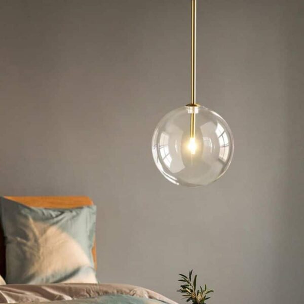 Suspension lumineuse LED sphérique en finition or