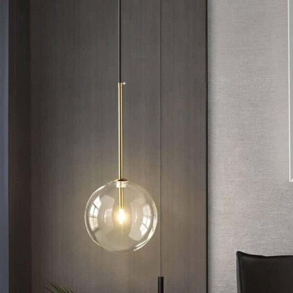 Suspension lumineuse LED sphérique en finition or