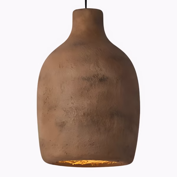 Gestroomlijnde hanglamp in bruin natuurhars