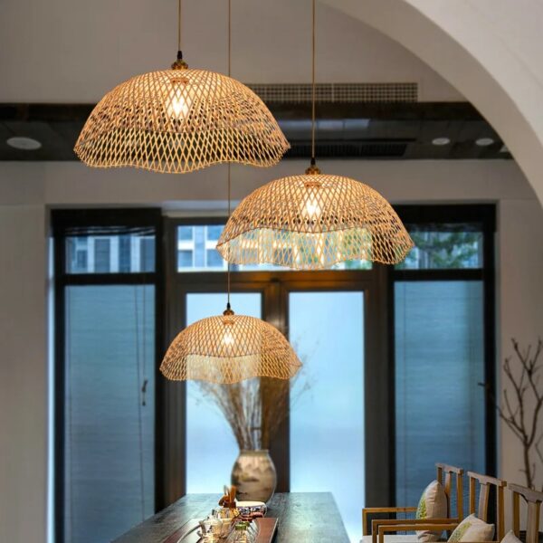 Handgemaakte hanglamp Bambou Céleste