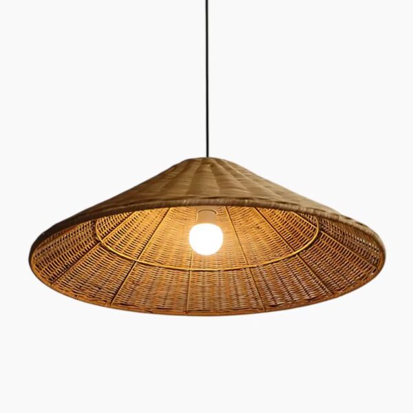 Handgeweven hanglamp van natuurlijk riet