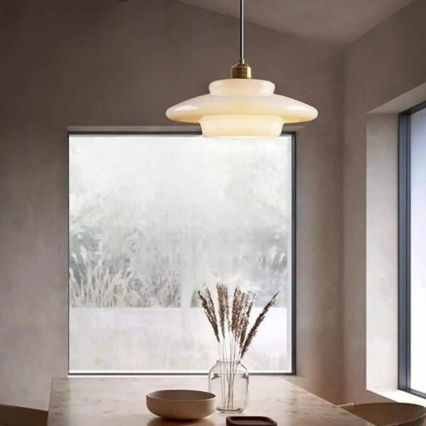 Suspension artisanale en pierre de verre naturelle
