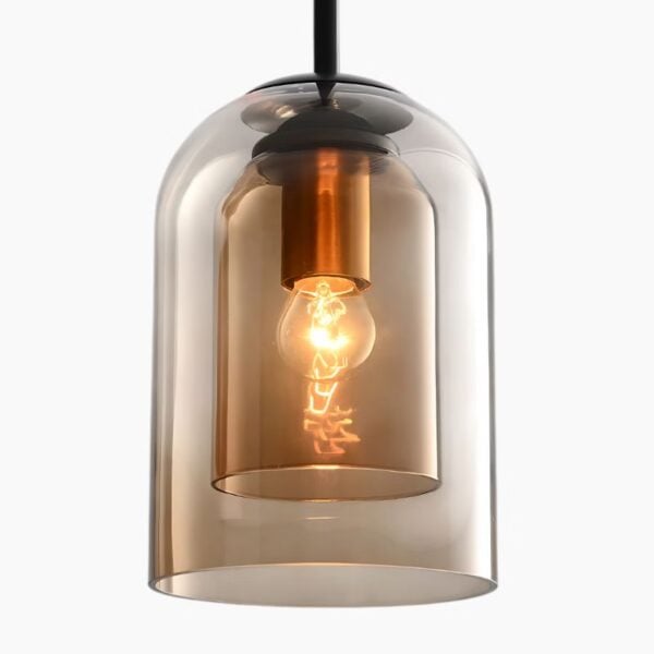 Eigentijdse hanglamp in amberkleurig glas met dubbele coating