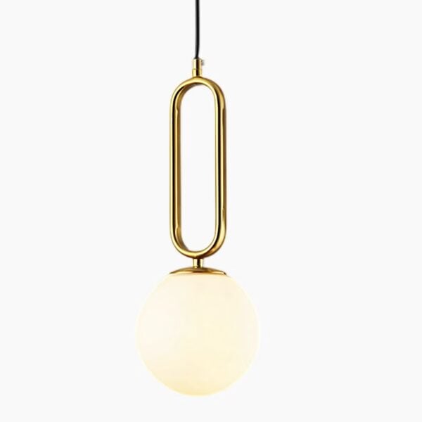 Suspension contemporaine en verre blanc et métal précieux