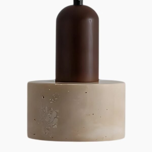 Cilindrische hanglamp in travertijn en fijn hout