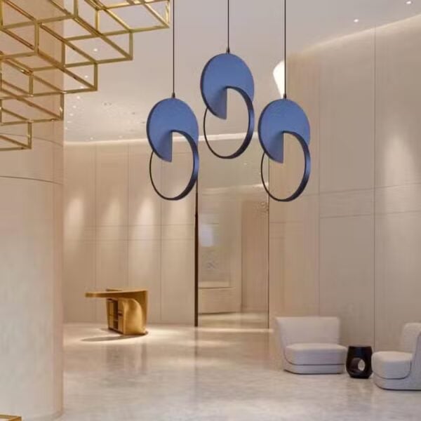 Suspension LED contemporaine en aluminium azur