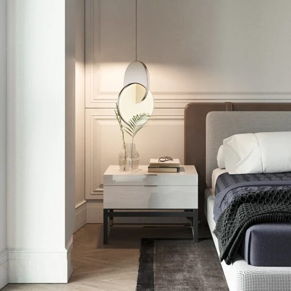 Suspension luminaire argent au design épuré contemporain