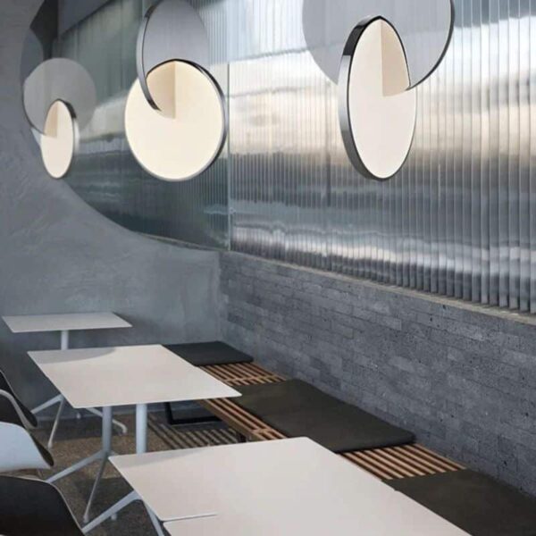 Suspension luminaire argent au design épuré contemporain