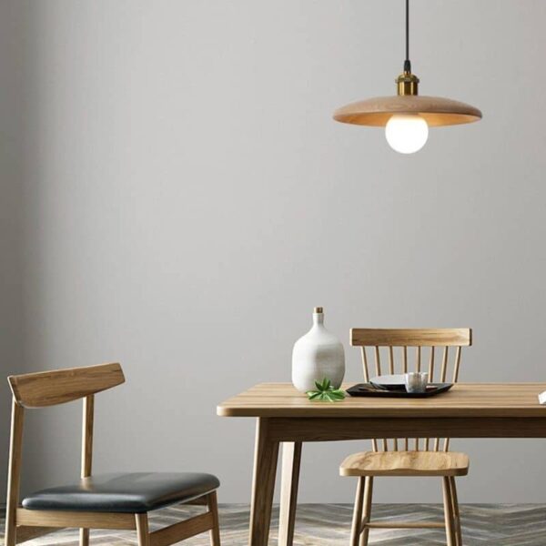 Suspension luminaire artisanale en bois naturel style nordique