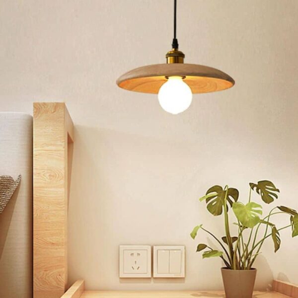 Suspension luminaire artisanale en bois naturel style nordique