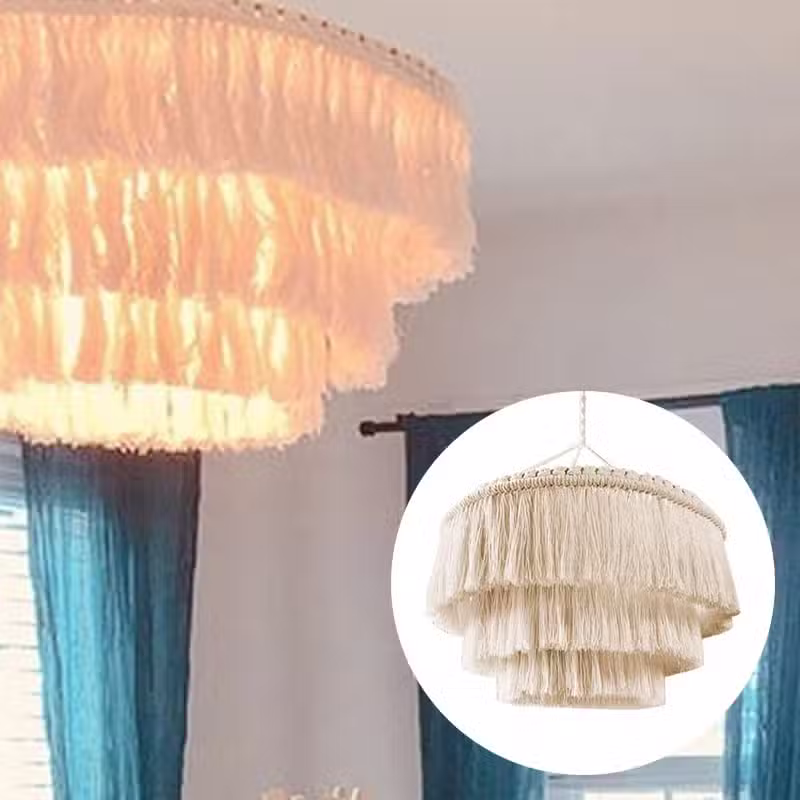 Suspension luminaire artisanale en macramé