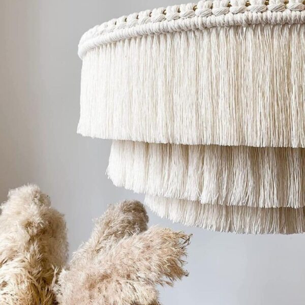 Suspension luminaire artisanale en macramé