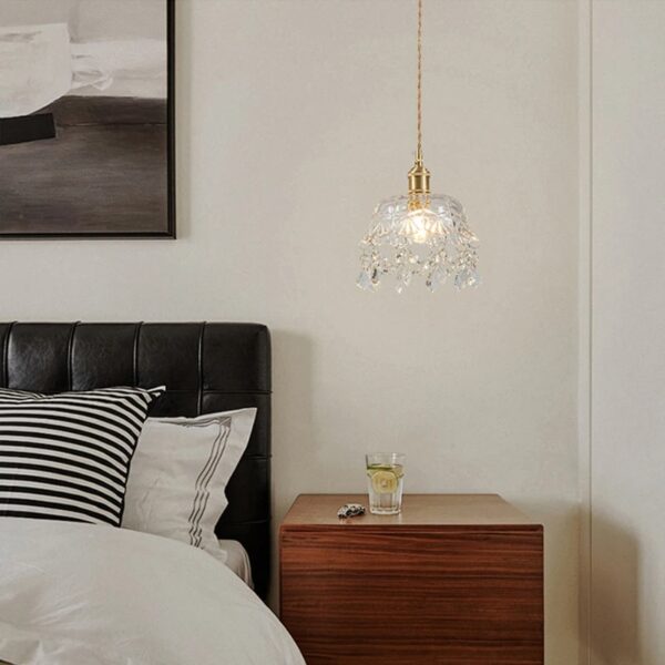Suspension luminaire artisanale en pierre de verre