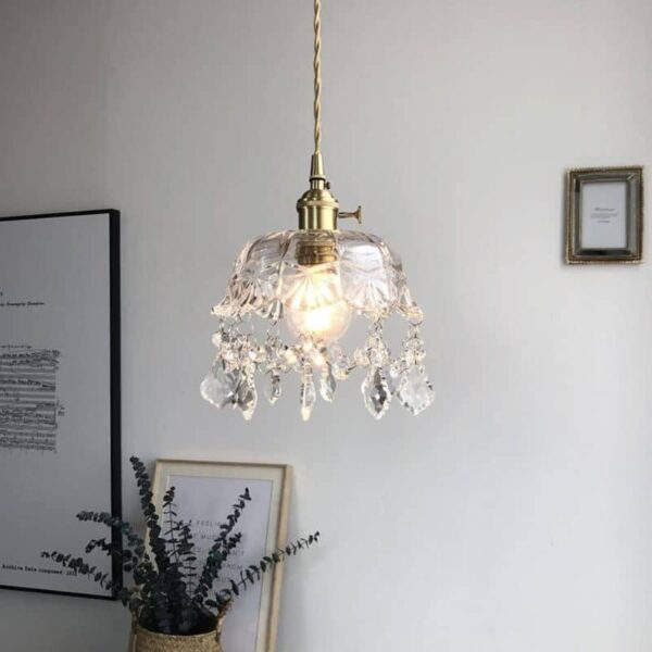 Suspension luminaire artisanale en pierre de verre
