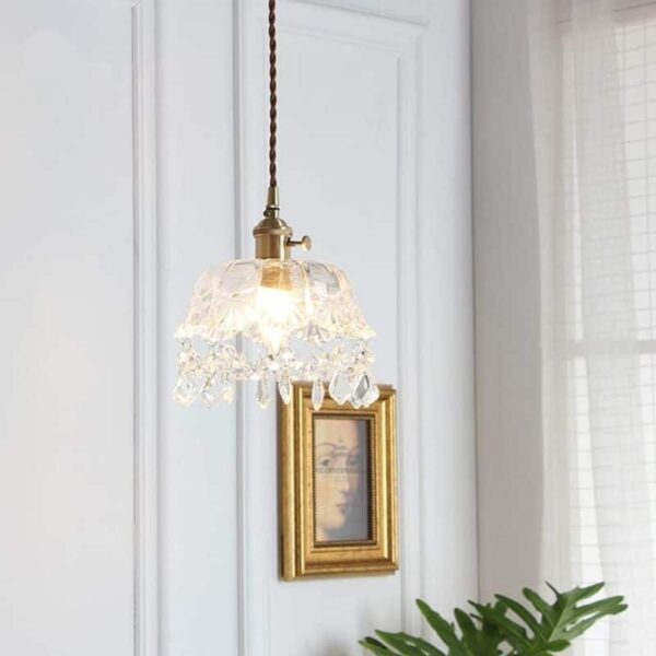 Suspension luminaire artisanale en pierre de verre