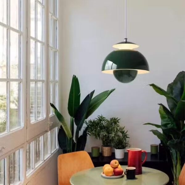 Suspension luminaire champignon en métal brossé