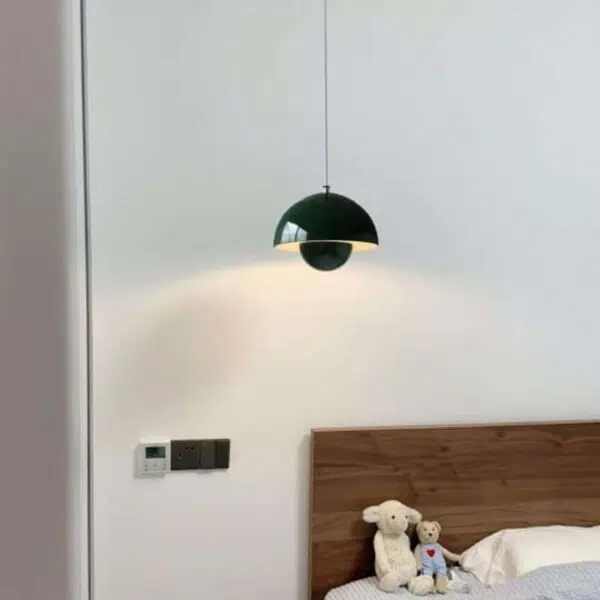 Suspension luminaire champignon en métal brossé