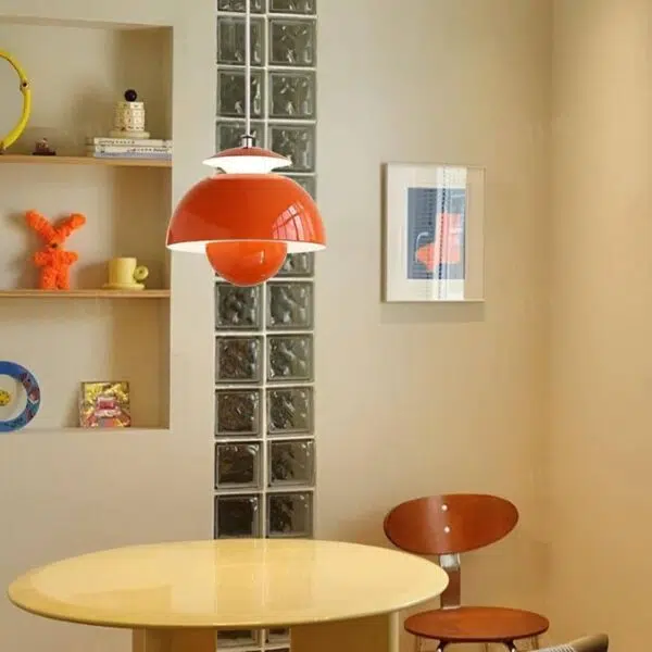 Suspension luminaire champignon en métal brossé