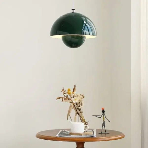 Suspension luminaire champignon en métal brossé