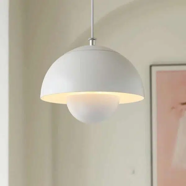 Suspension luminaire champignon en métal brossé