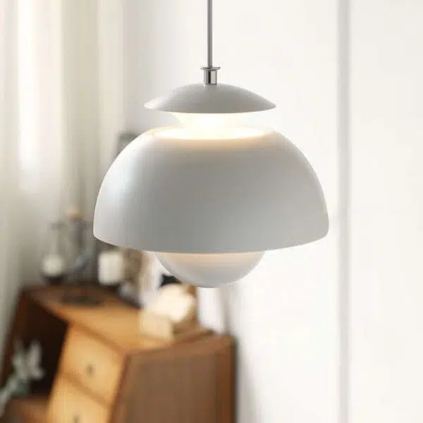 Suspension luminaire champignon en métal brossé