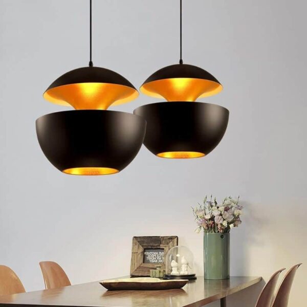 Suspension nordique sphérique en aluminium noir mat