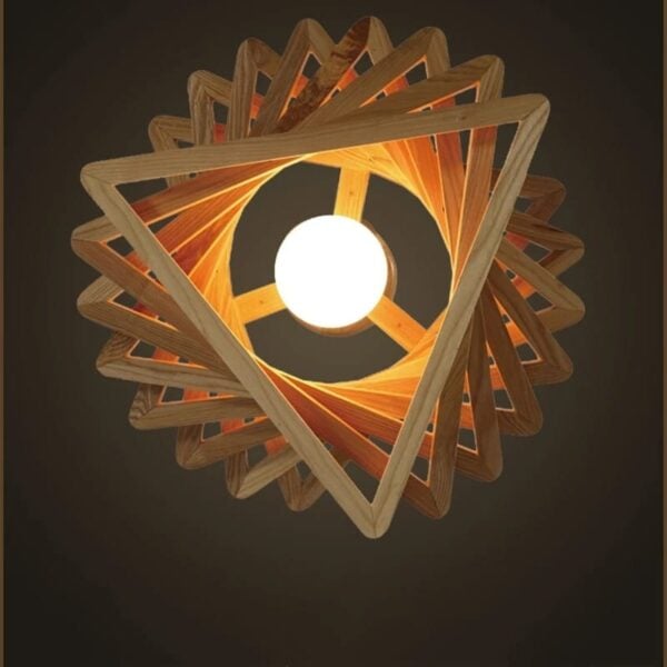 Suspension triangulaire LED en bois naturel