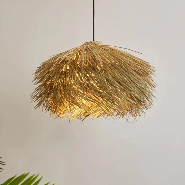 Suspension artisanale Bali en osier naturel
