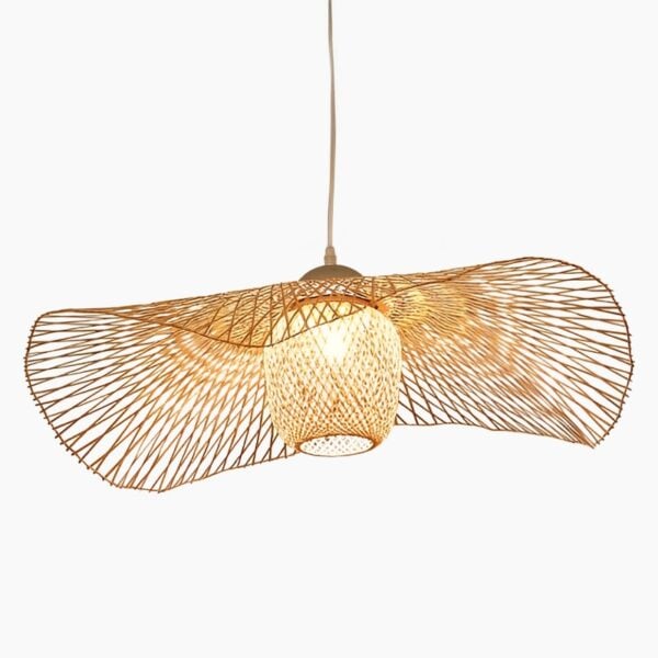 Handgemaakte, oosters geïnspireerde hanglamp van bamboe