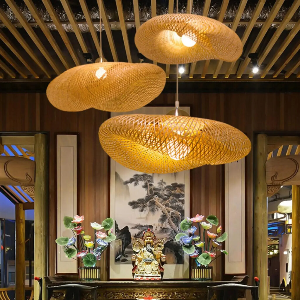 Suspension artisanale en bambou: design intemporel