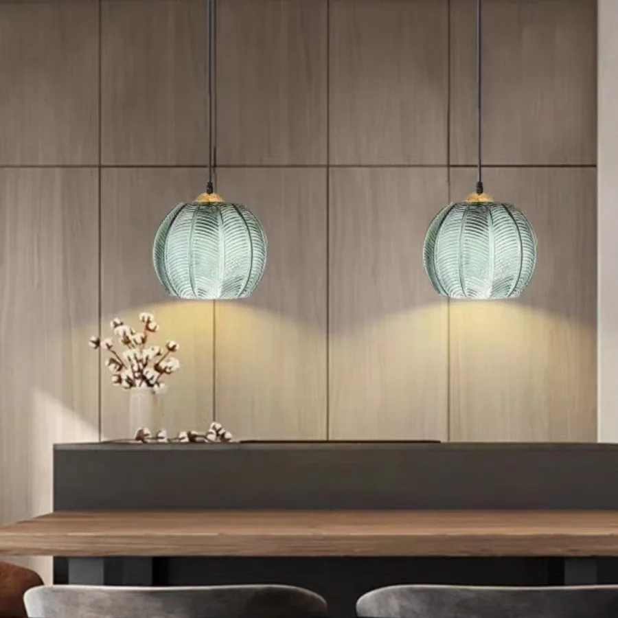 Suspension contemporaine en pierre de verre pour espace repas