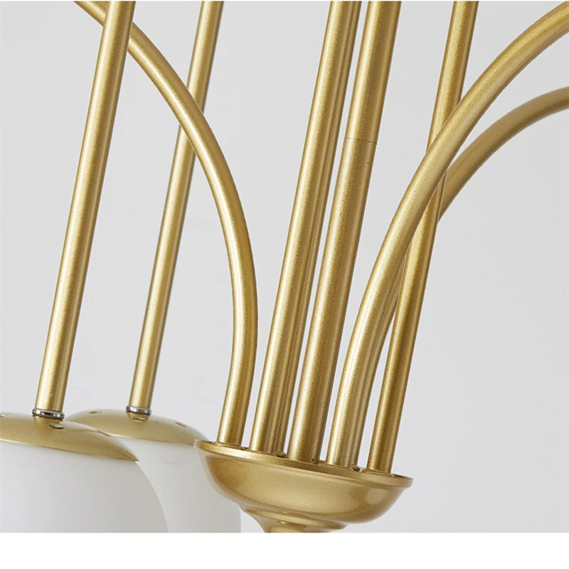 Suspension contemporaine six globes lumineux en verre