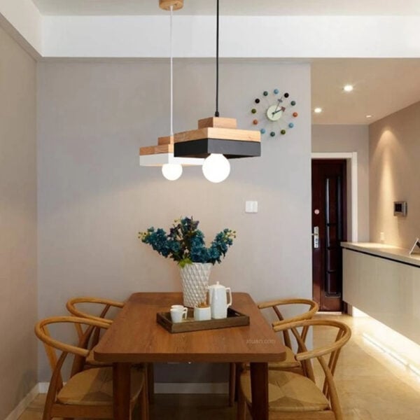 Scandinavisch geïnspireerde houten kubusvormige hanglamp