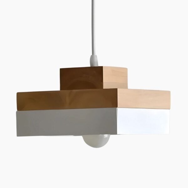 Scandinavisch geïnspireerde houten kubusvormige hanglamp
